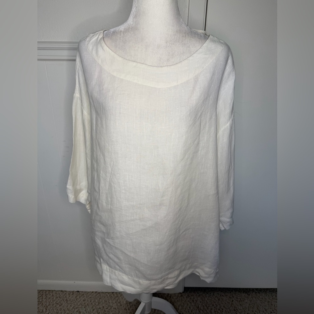 bryn Walker Cream Linen Blouse size L